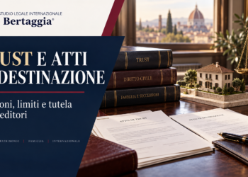 Copertina illustrativa Bertaggia: trust e atti di destinazione, documenti giuridici e modello di abitazione